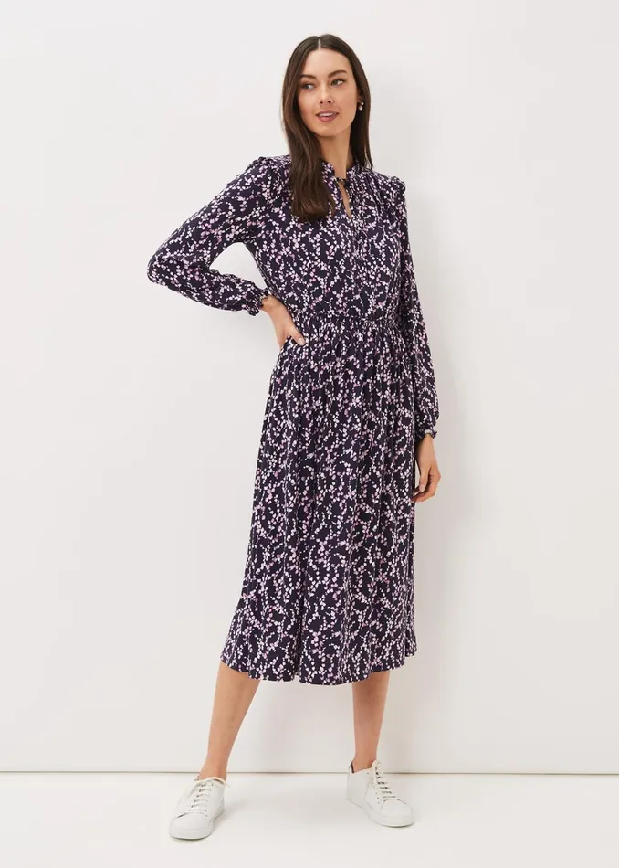 Women Phase Eight Midi Dresses Shay Floral Midi Dress Purplepink