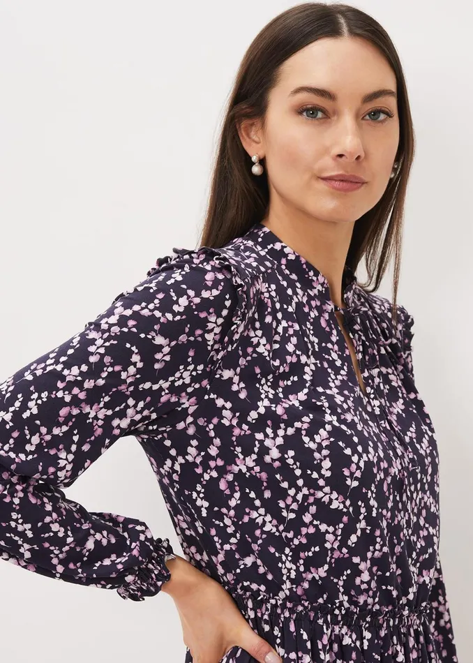 Women Phase Eight Midi Dresses Shay Floral Midi Dress Purplepink