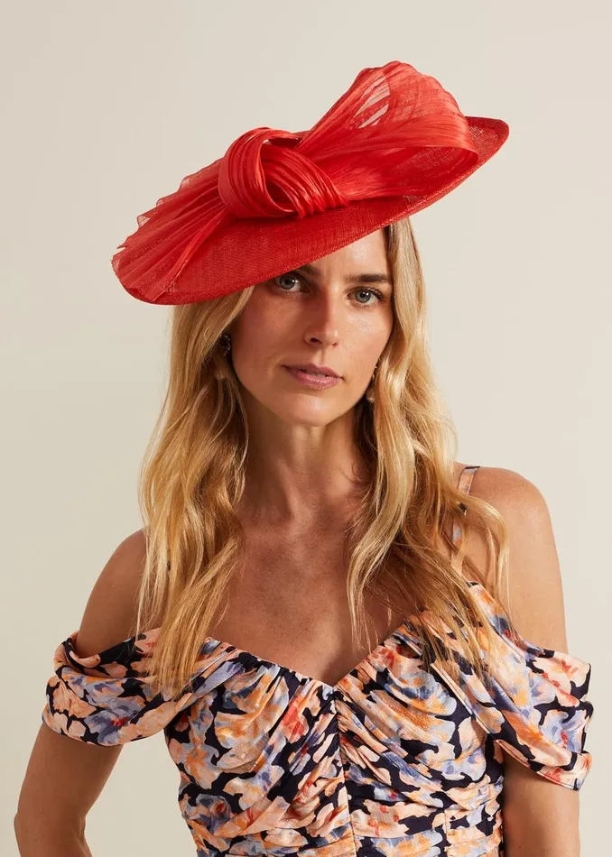 Women Phase Eight Midi Dresses Silk Bow Midi Disc Fascinator Orange