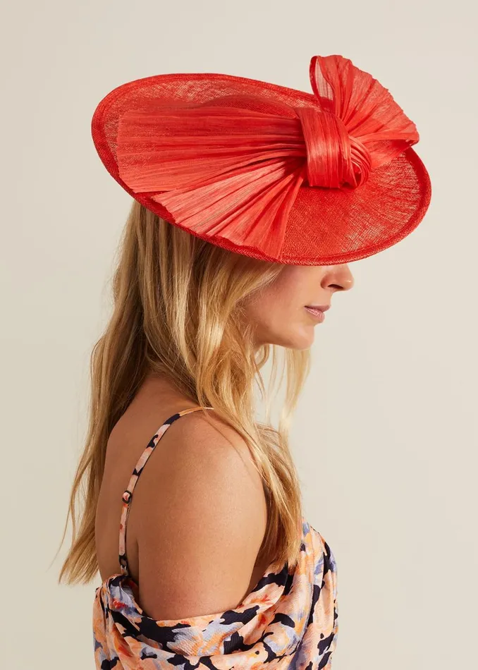 Women Phase Eight Midi Dresses Silk Bow Midi Disc Fascinator Orange