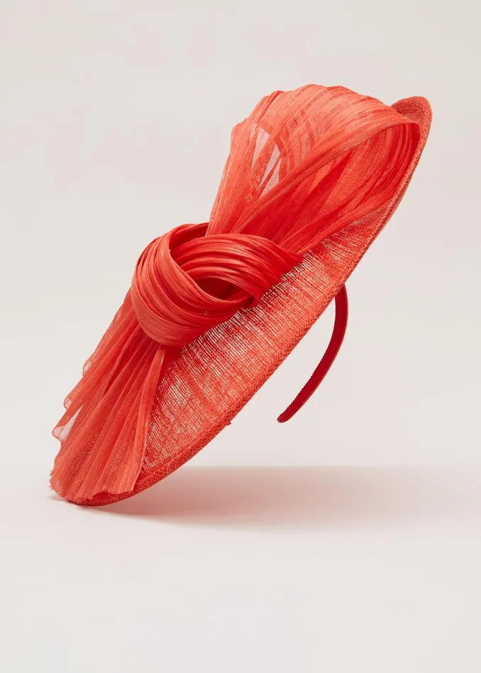 Women Phase Eight Midi Dresses Silk Bow Midi Disc Fascinator Orange