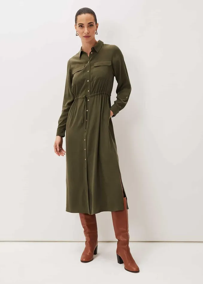 Women Phase Eight Midi Dresses Tana Khaki Midi Dress Khaki