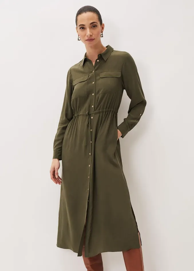 Women Phase Eight Midi Dresses Tana Khaki Midi Dress Khaki
