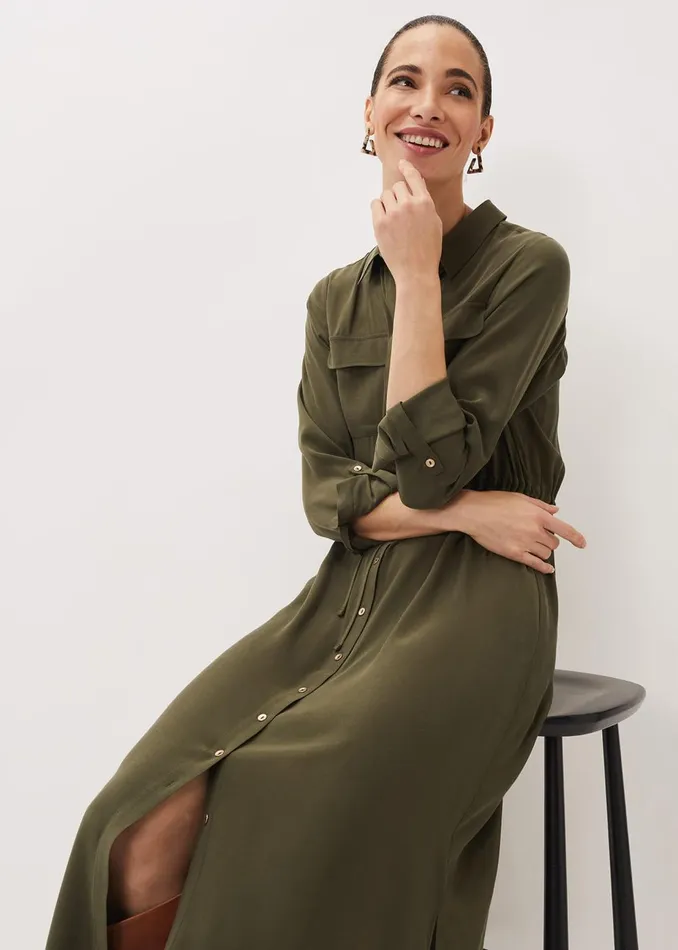 Women Phase Eight Midi Dresses Tana Khaki Midi Dress Khaki