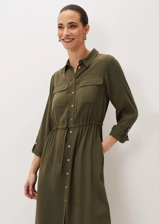 Women Phase Eight Midi Dresses Tana Khaki Midi Dress Khaki