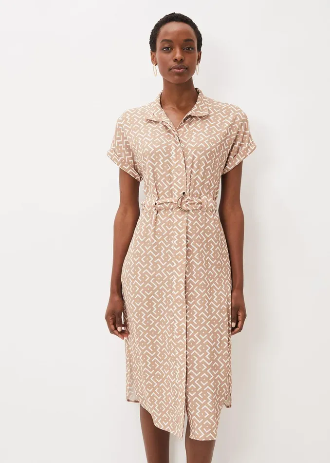 Women Phase Eight Midi Dresses Tilda Geo Shirt Dress Neutral