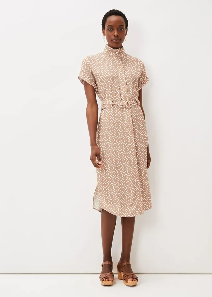 Women Phase Eight Midi Dresses Tilda Geo Shirt Dress Neutral