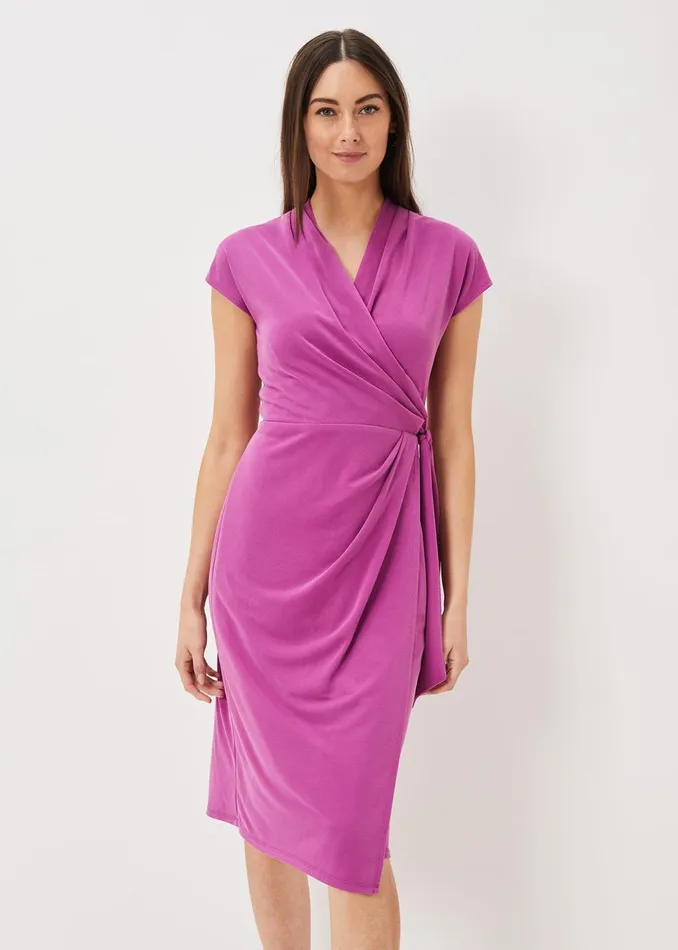 Women Phase Eight Midi Dresses Toral Wrap Front Dress Orchid