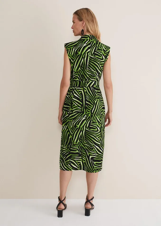 Women Phase Eight Midi Dresses Trinny Zebra Print Trench Midi Dress Green