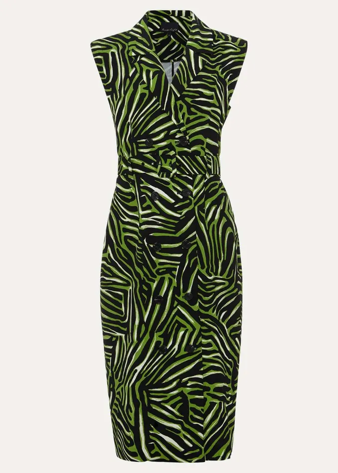 Women Phase Eight Midi Dresses Trinny Zebra Print Trench Midi Dress Green
