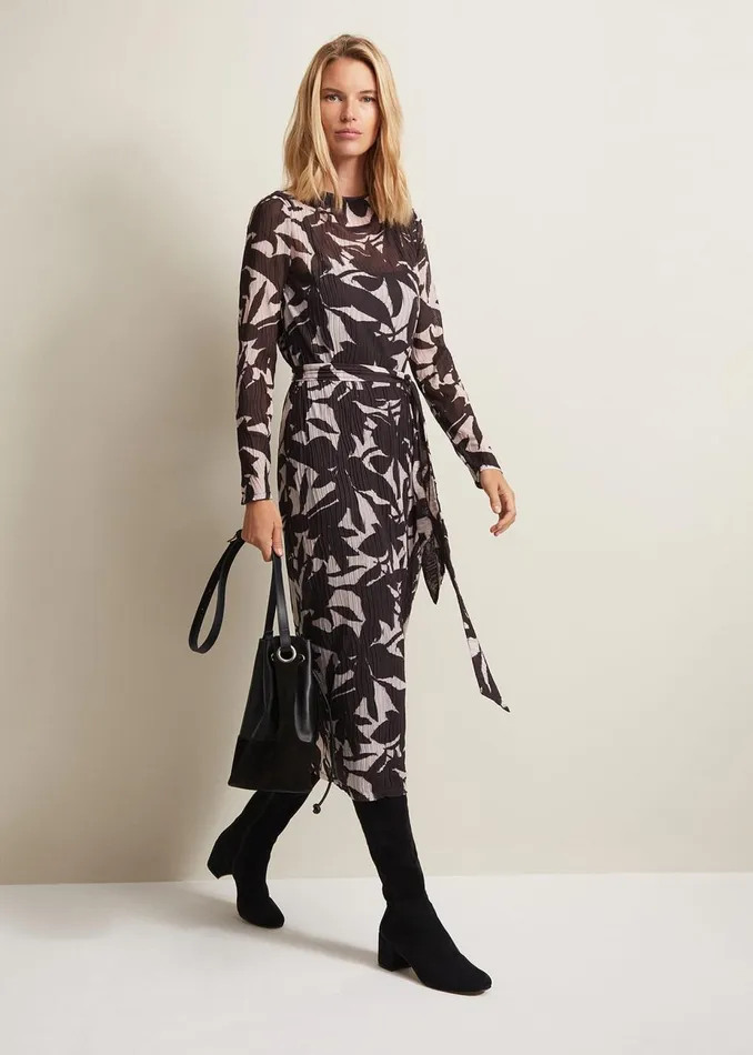 Women Phase Eight Midi Dresses Yvonne Floral Midi Dress Black Multi