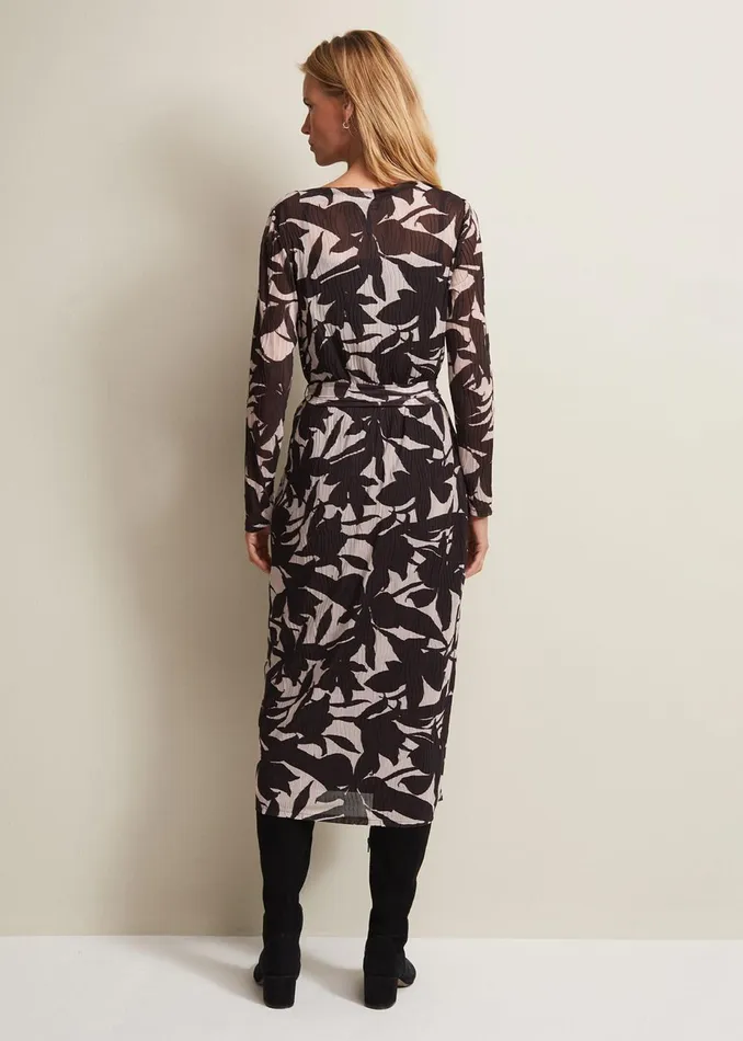 Women Phase Eight Midi Dresses Yvonne Floral Midi Dress Black Multi