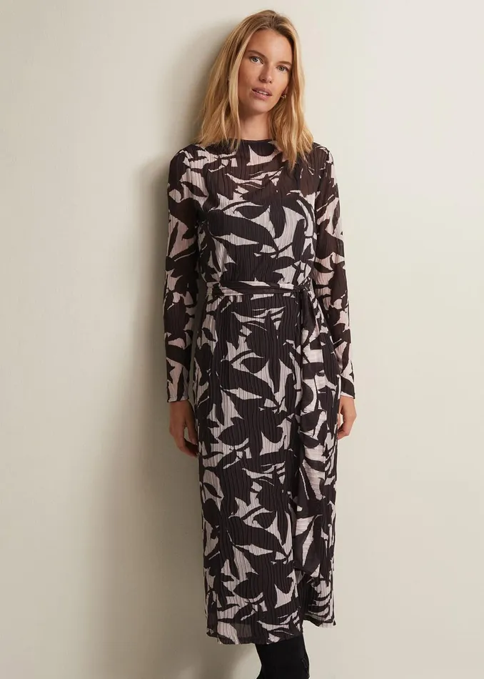 Women Phase Eight Midi Dresses Yvonne Floral Midi Dress Black Multi