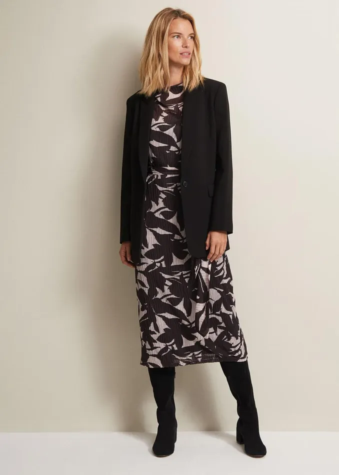 Women Phase Eight Midi Dresses Yvonne Floral Midi Dress Black Multi