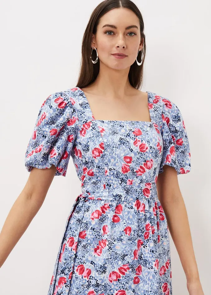 Women Phase Eight Occasion Dresses Abbiana Cotton Floral Midi Dress Multicoloured