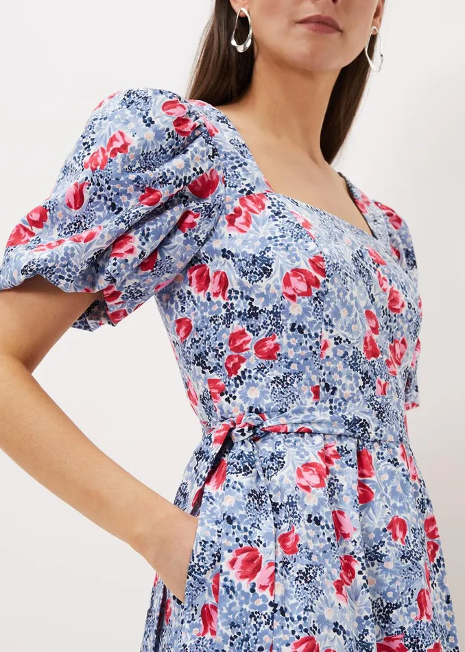 Women Phase Eight Occasion Dresses Abbiana Cotton Floral Midi Dress Multicoloured