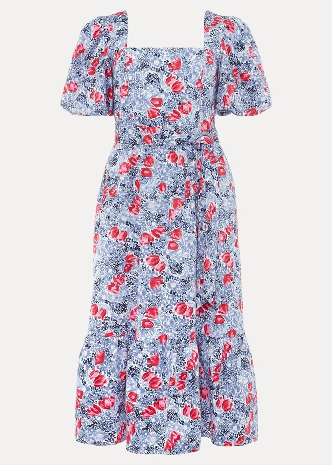 Women Phase Eight Occasion Dresses Abbiana Cotton Floral Midi Dress Multicoloured