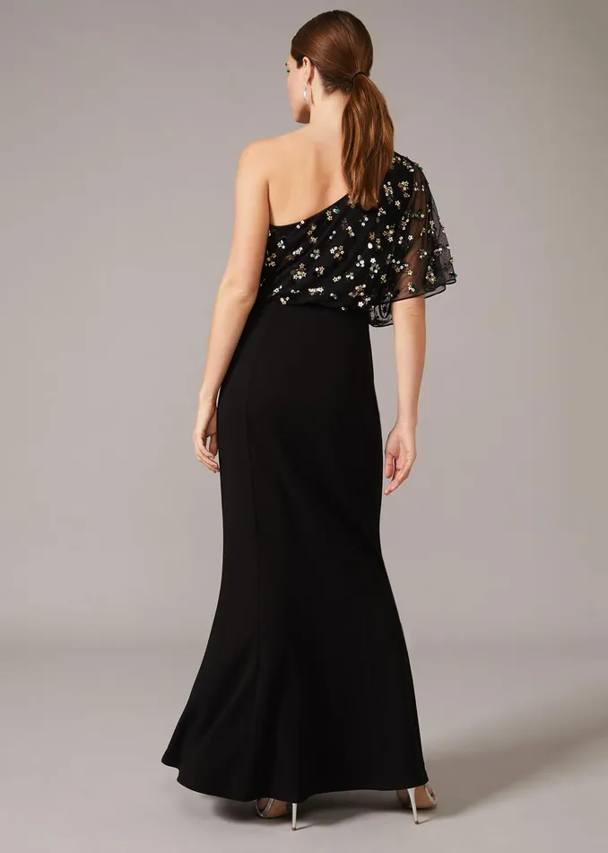 Women Phase Eight Occasion Dresses Adele Sequinned One Shoulder Dress Black