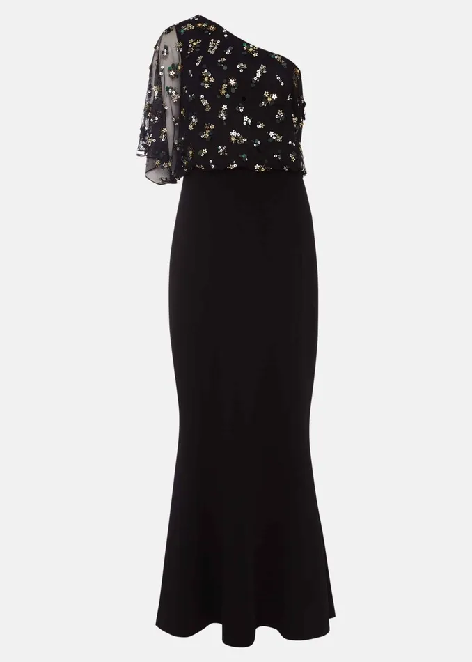 Women Phase Eight Occasion Dresses Adele Sequinned One Shoulder Dress Black