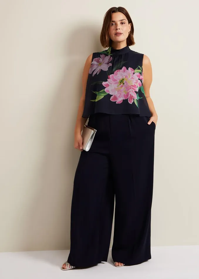 Women Phase Eight Occasion Dresses Agnes Floral Overlay Jumpsuit Navy
