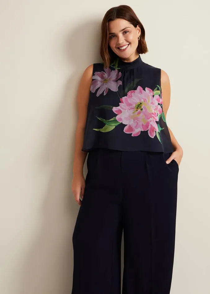 Women Phase Eight Occasion Dresses Agnes Floral Overlay Jumpsuit Navy