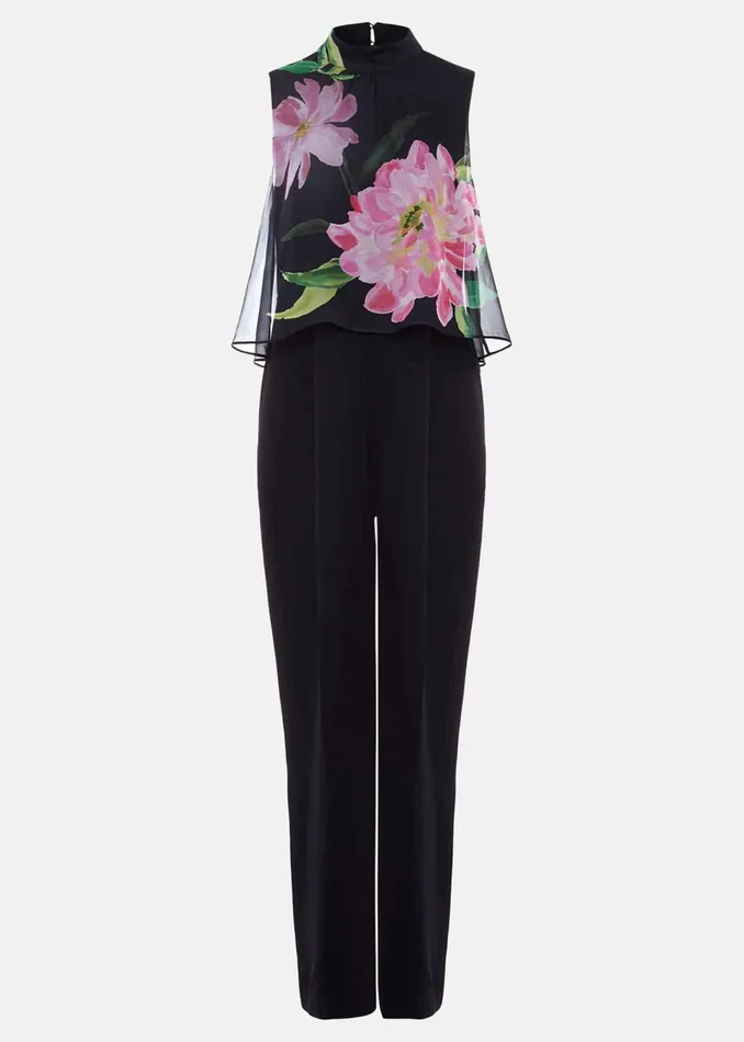 Women Phase Eight Occasion Dresses Agnes Floral Overlay Jumpsuit Navy