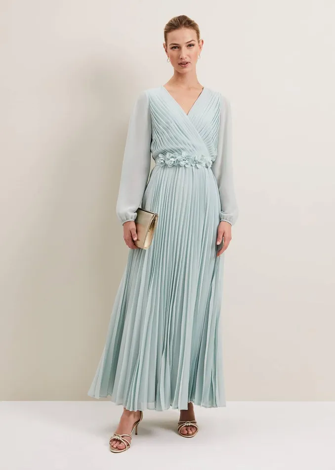 Women Phase Eight Occasion Dresses Alecia Pleat Maxi Dress Pale Blue