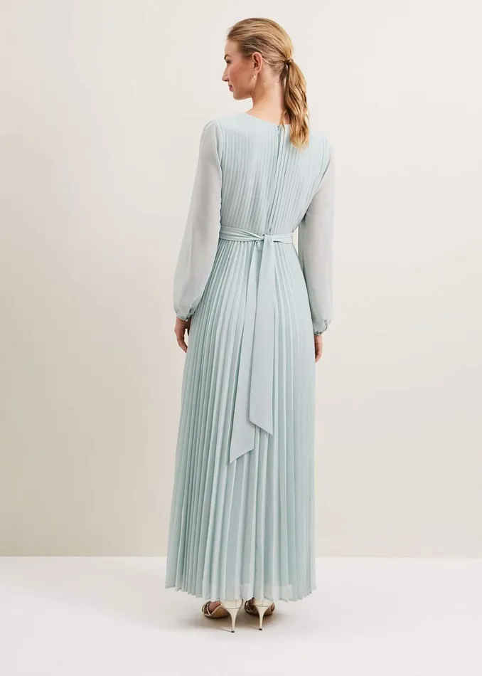 Women Phase Eight Occasion Dresses Alecia Pleat Maxi Dress Pale Blue