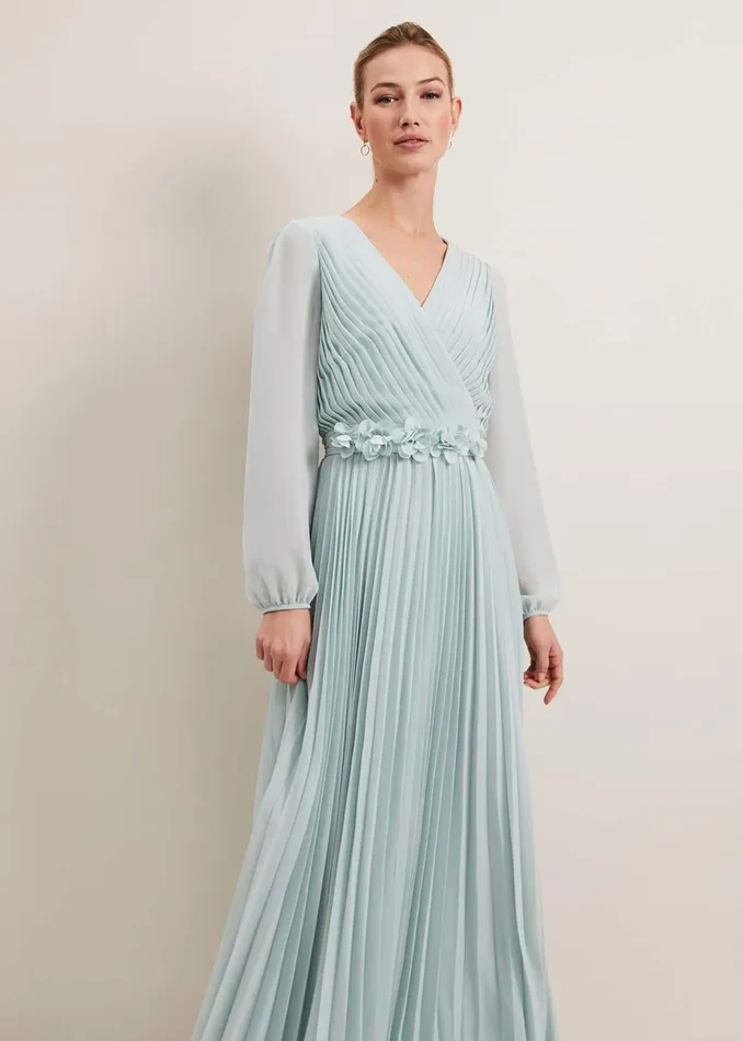Women Phase Eight Occasion Dresses Alecia Pleat Maxi Dress Pale Blue