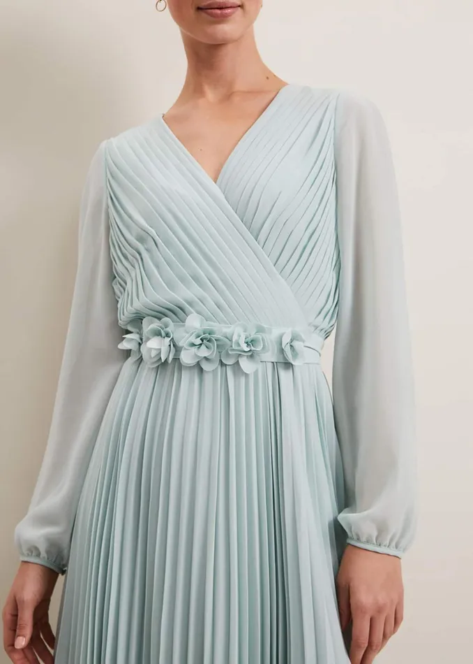 Women Phase Eight Occasion Dresses Alecia Pleat Maxi Dress Pale Blue