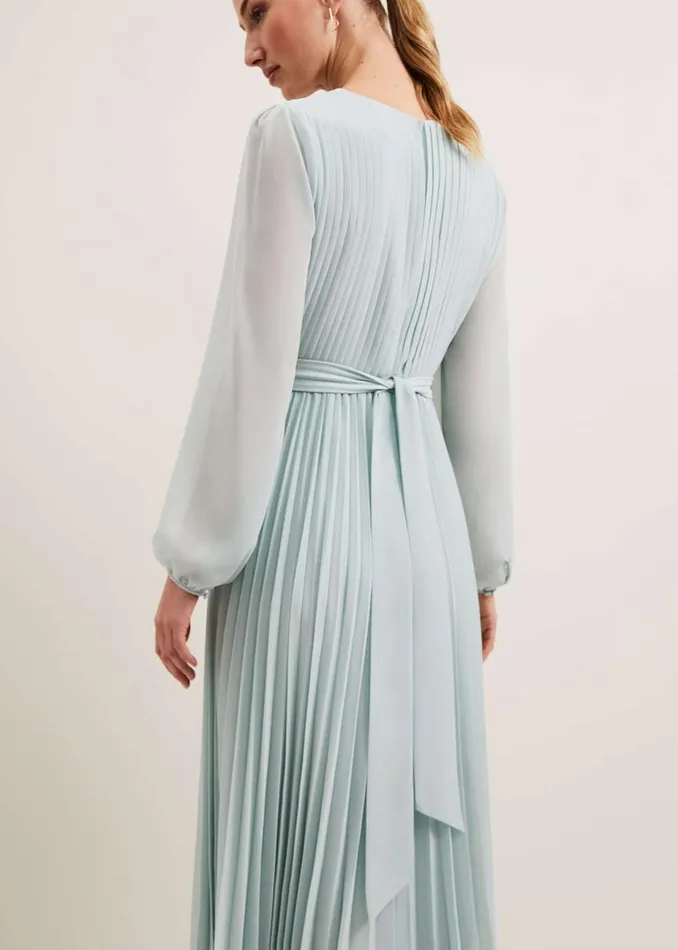 Women Phase Eight Occasion Dresses Alecia Pleat Maxi Dress Pale Blue
