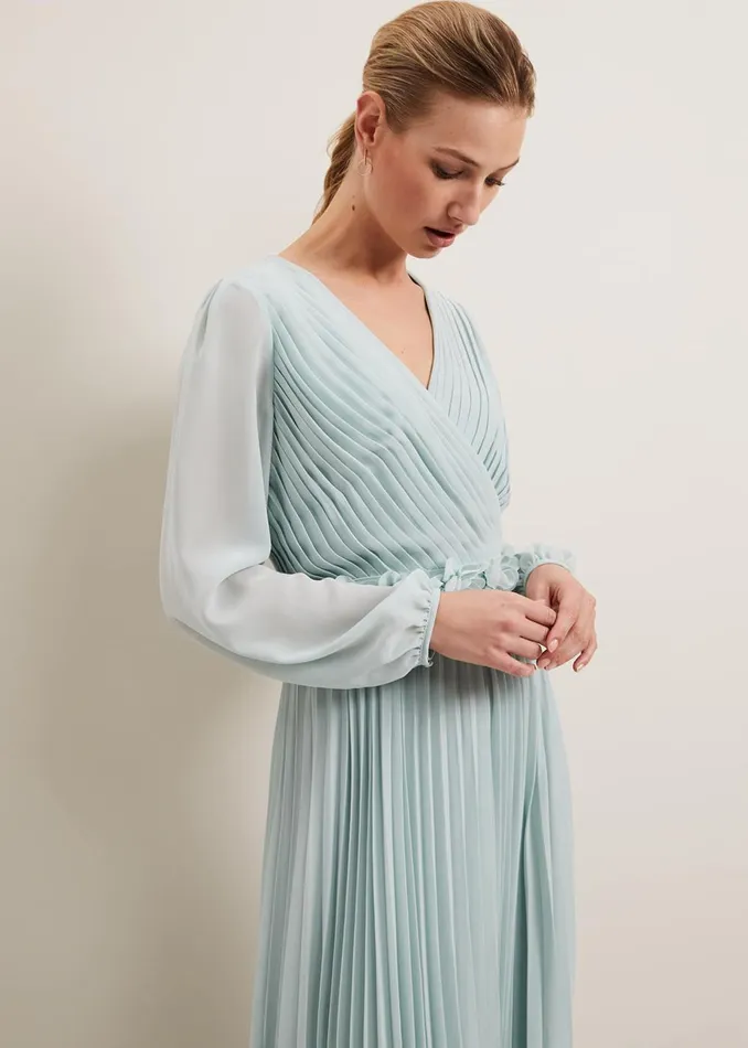 Women Phase Eight Occasion Dresses Alecia Pleat Maxi Dress Pale Blue