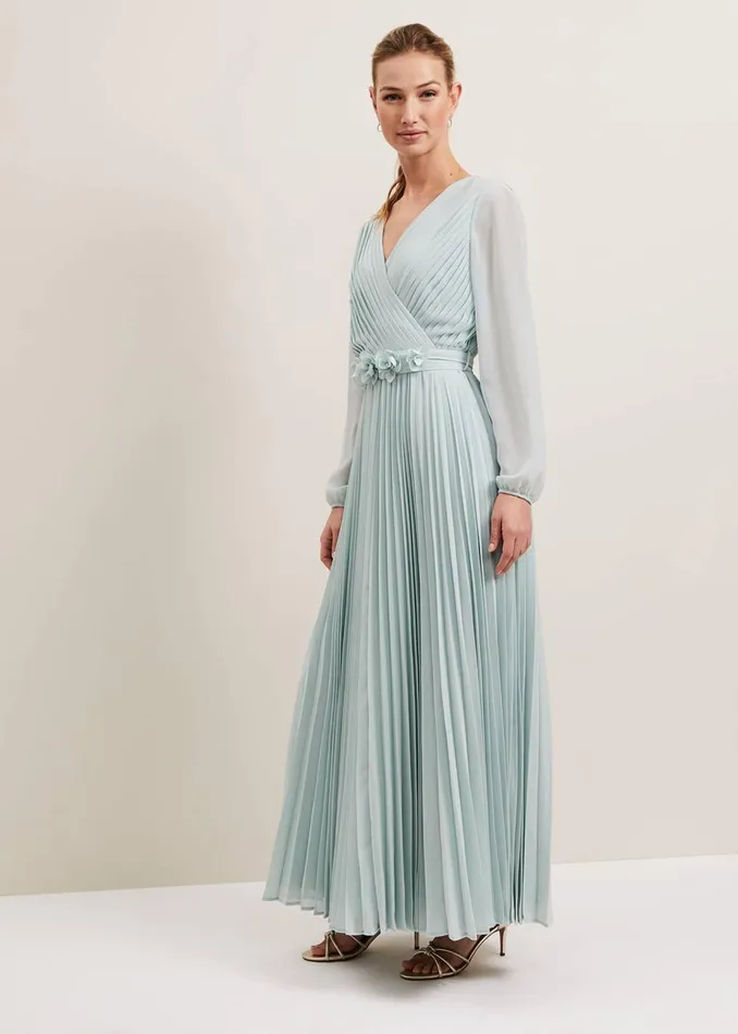 Women Phase Eight Occasion Dresses Alecia Pleat Maxi Dress Pale Blue