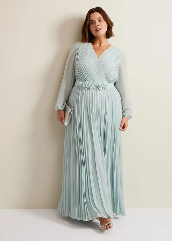 Women Phase Eight Occasion Dresses Alecia Pleat Maxi Dress Pale Blue