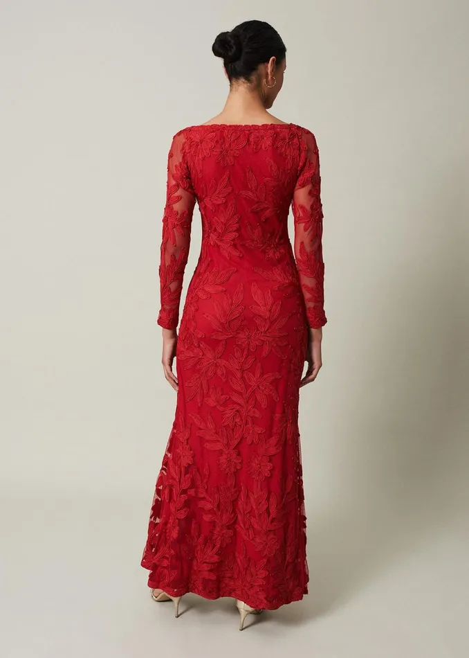 Women Phase Eight Occasion Dresses Alicia Tapework Maxi Dress Scarlet