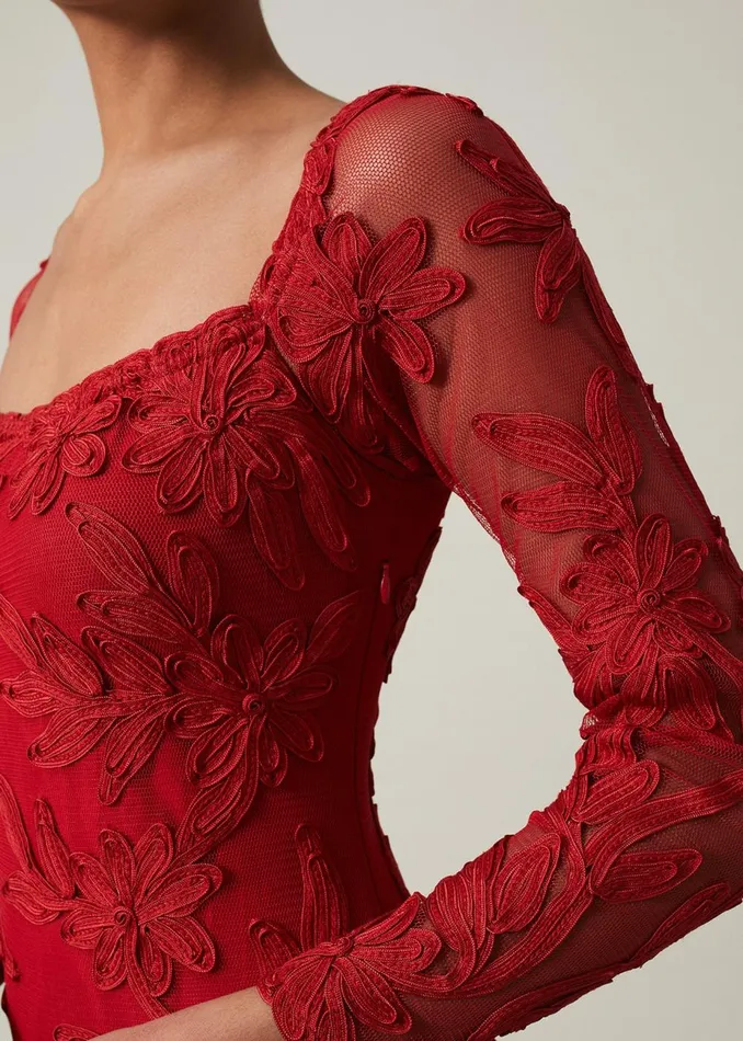 Women Phase Eight Occasion Dresses Alicia Tapework Maxi Dress Scarlet