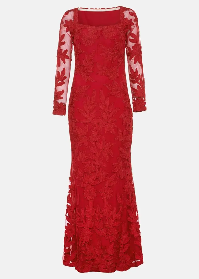Women Phase Eight Occasion Dresses Alicia Tapework Maxi Dress Scarlet