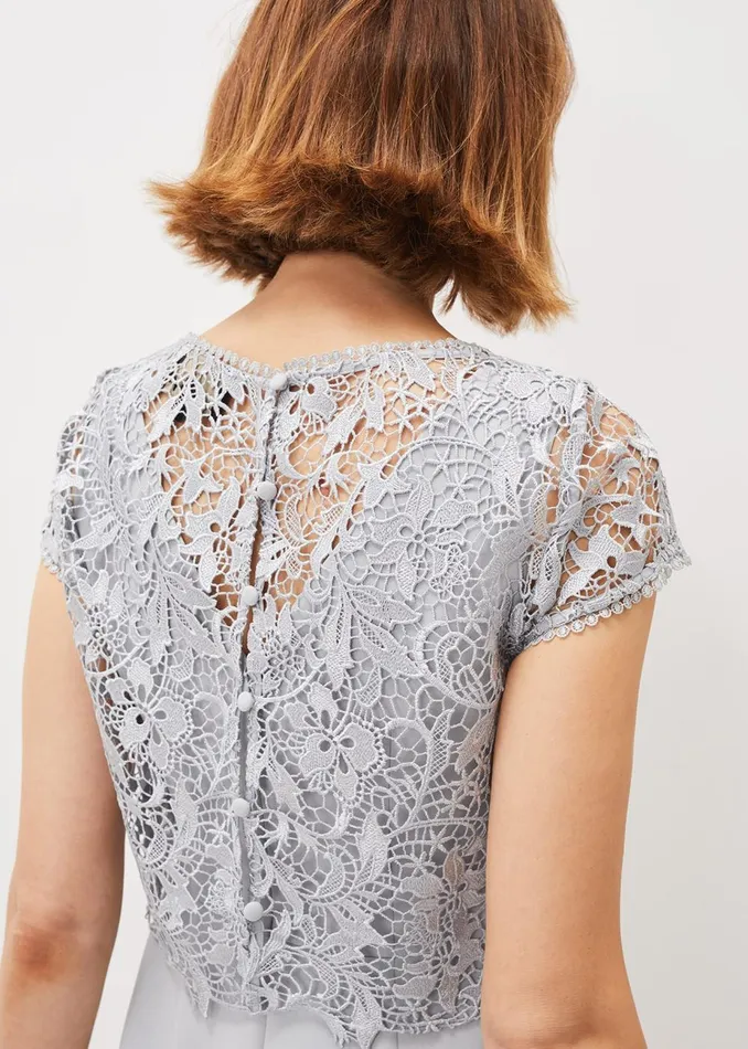 Women Phase Eight Occasion Dresses Alisha Double Layer Lace Peplum Dress Mineral