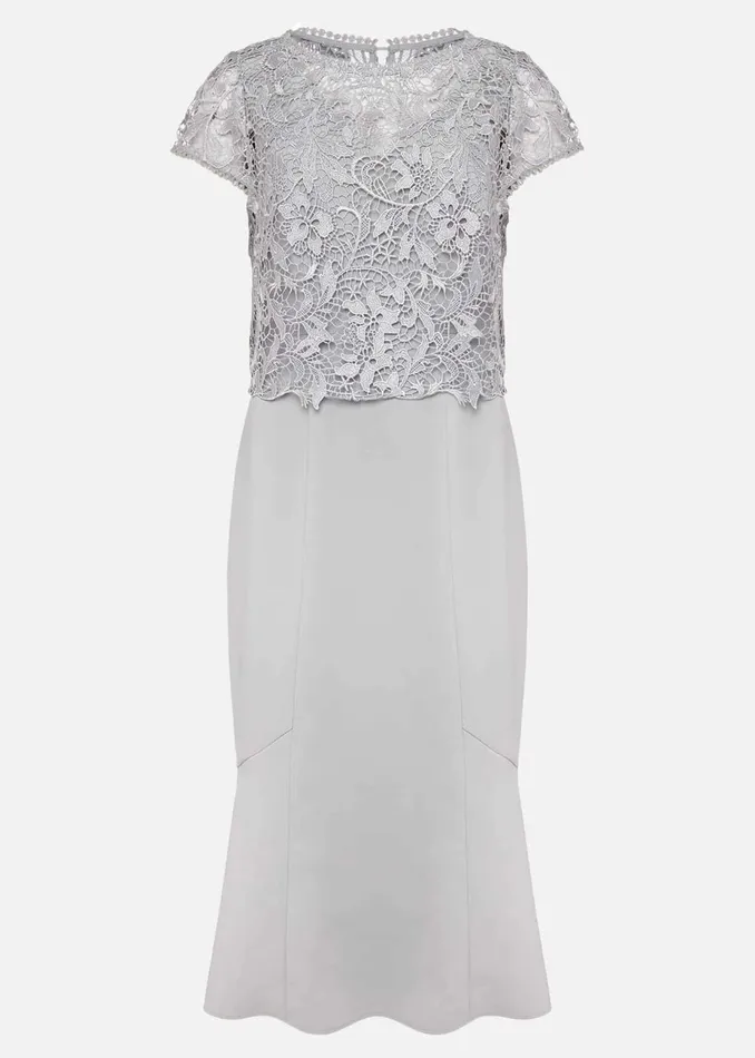 Women Phase Eight Occasion Dresses Alisha Double Layer Lace Peplum Dress Mineral
