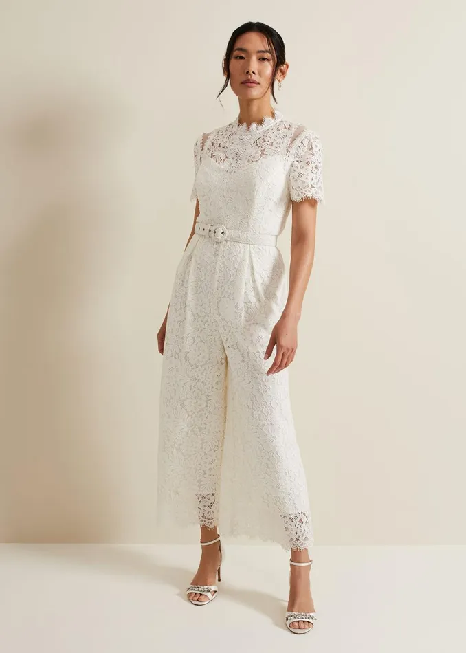 Women Phase Eight Occasion Dresses Amaliah Lace Jumpsuit Ivory