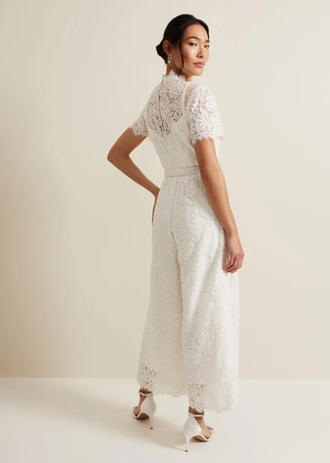Women Phase Eight Occasion Dresses Amaliah Lace Jumpsuit Ivory