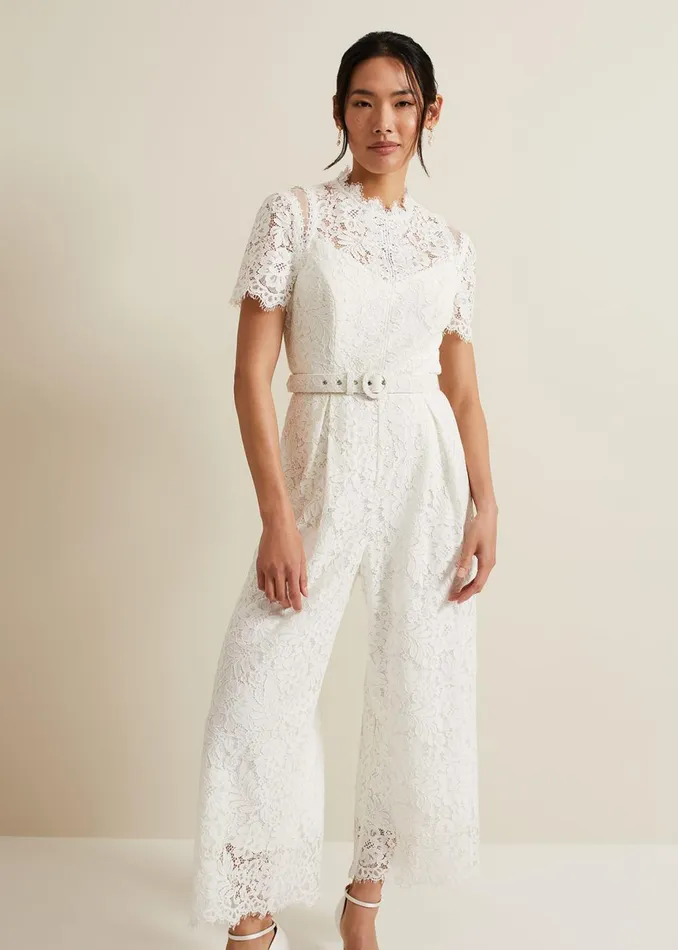 Women Phase Eight Occasion Dresses Amaliah Lace Jumpsuit Ivory