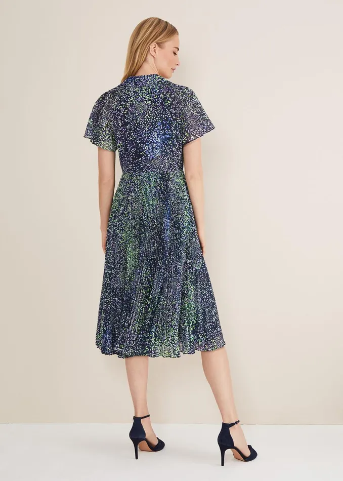 Women Phase Eight Occasion Dresses Amelia Ditsy Shirt Midi Dress Navymulti