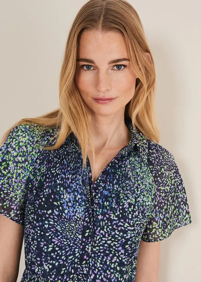 Women Phase Eight Occasion Dresses Amelia Ditsy Shirt Midi Dress Navymulti