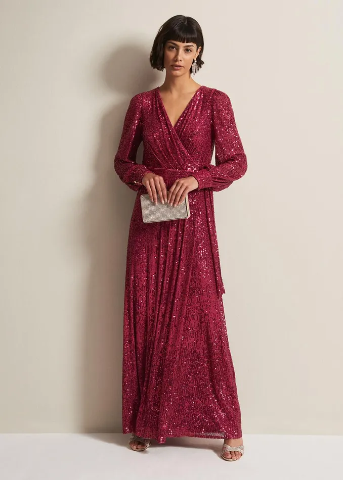 Women Phase Eight Occasion Dresses Amily Pink Sequin Maxi Dress Pink