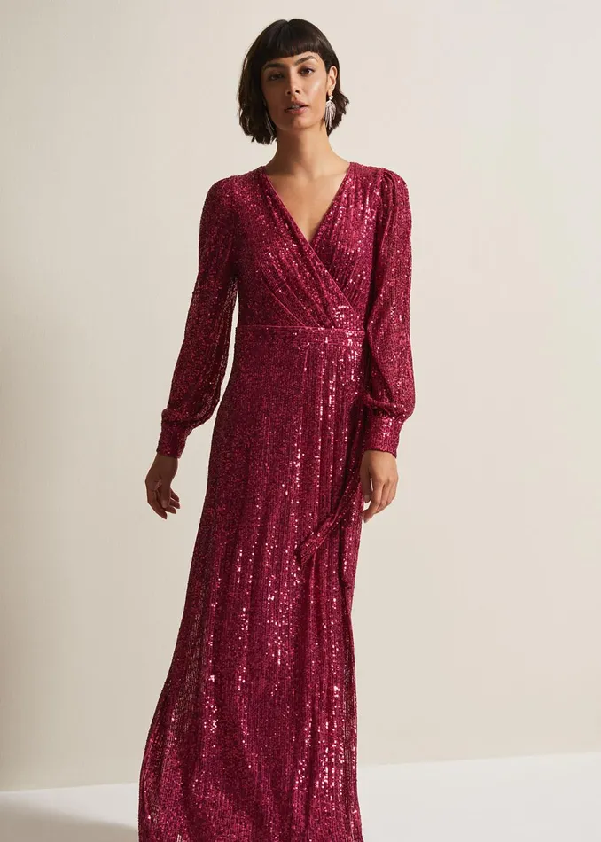 Women Phase Eight Occasion Dresses Amily Pink Sequin Maxi Dress Pink