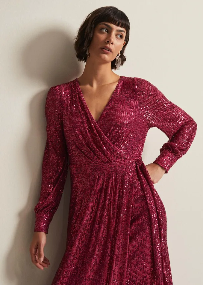 Women Phase Eight Occasion Dresses Amily Pink Sequin Maxi Dress Pink