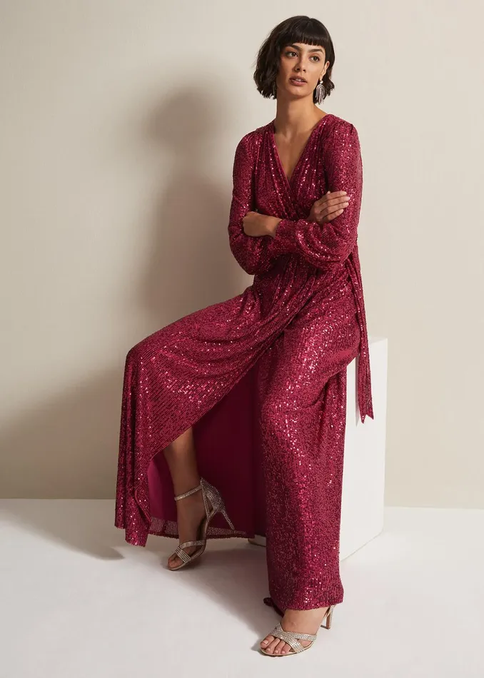 Women Phase Eight Occasion Dresses Amily Pink Sequin Maxi Dress Pink