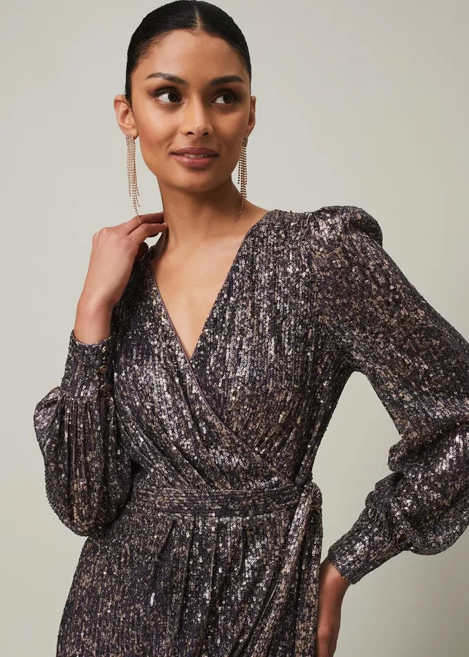 Women Phase Eight Occasion Dresses Amily Sequin Maxi Dress Rose Gold