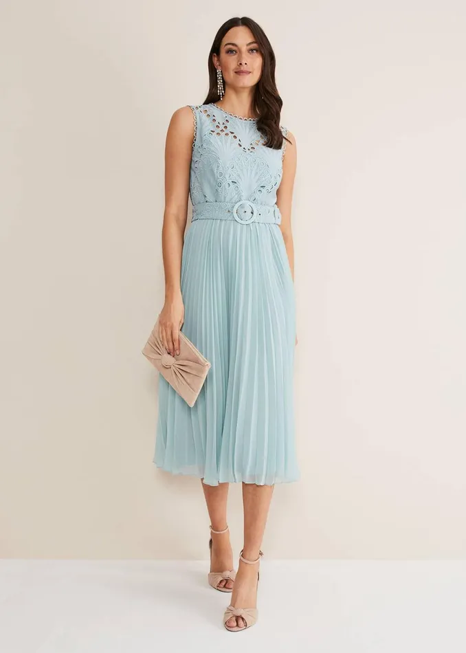 Women Phase Eight Occasion Dresses Amora Lace Bodice Midi Dress Peppermint